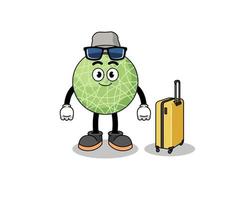 melon fruit mascot doing vacation vector