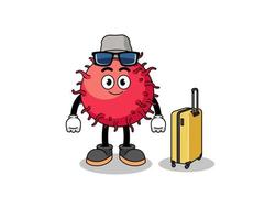 rambutan fruit mascot doing vacation vector