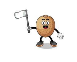 Cartoon Illustration of kiwifruit holding a white flag vector