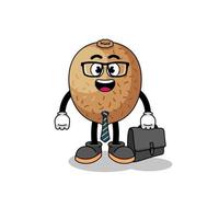 kiwifruit mascot as a businessman vector