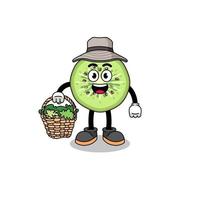 Character Illustration of sliced kiwifruit as a herbalist vector