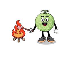 ilustración de melón Fruta ardiente un malvavisco vector
