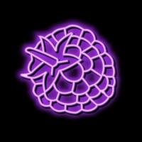 raspberry leaf berry neon glow icon illustration vector