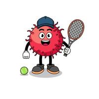 rambutan fruit illustration as a tennis player vector