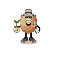 Illustration of kiwifruit cartoon holding a plant seed vector