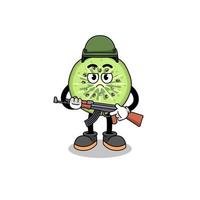 Cartoon of sliced kiwifruit soldier vector
