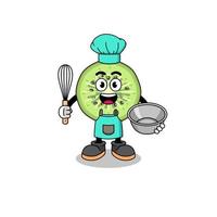 Illustration of sliced kiwifruit as a bakery chef vector