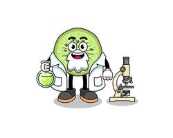 Mascot of sliced kiwifruit as a scientist vector