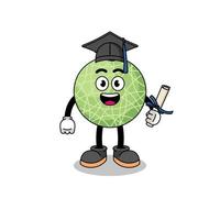 melon fruit mascot with graduation pose vector