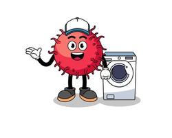 rambutan fruit illustration as a laundry man vector