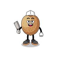 Mascot of kiwifruit as a butcher vector