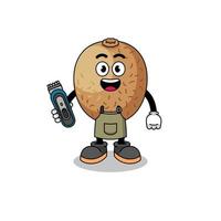 Cartoon Illustration of kiwifruit as a barber man vector