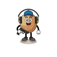 Character mascot of kiwifruit doing shooting range vector