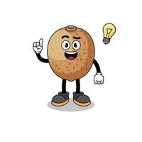 kiwifruit cartoon with get an idea pose vector