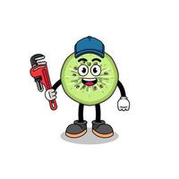 sliced kiwifruit illustration cartoon as a plumber vector