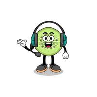 Mascot Illustration of sliced kiwifruit as a customer services vector
