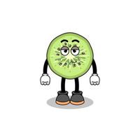 sliced kiwifruit cartoon couple with shy pose vector