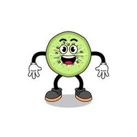 sliced kiwifruit cartoon with surprised gesture vector