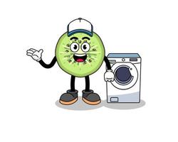 sliced kiwifruit illustration as a laundry man vector