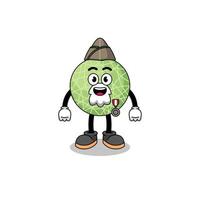 Character cartoon of melon fruit as a veteran vector
