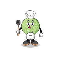 Mascot Illustration of melon fruit chef vector