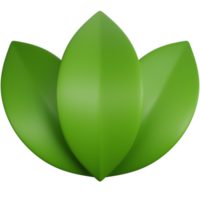 3D Rendering Three Green Leaves Isolated png