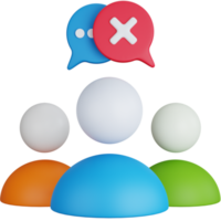 3D Illustration Group Users With Cross Bubble Chat png