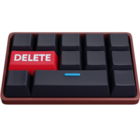 3d ilustración icono computadora teclado con Eliminar llave png
