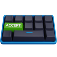 3d illustration ordinateur clavier avec J'accepte clé png