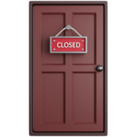 3D Illustration House Door With Closed Hanging Board png