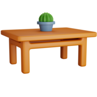 3d icône illustration table avec cactus les plantes png