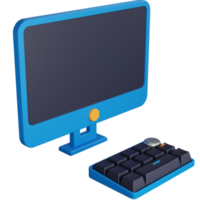 3D Illustration Computer With Keyboard png