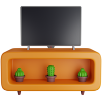 3d icona illustrazione televisione tavolo con parecchi ornamentale impianti png