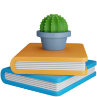 3d ícone ilustração livro com cacto plantas png