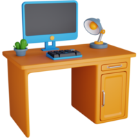 3d icoon illustratie werk bureaus met computers en sommige accessoires png