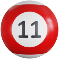 3d icona illustrazione biliardo palla con numero undici png