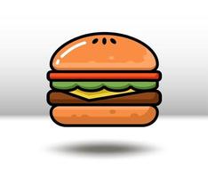 Vector icon illustration. Colorful hamburger. Isolated on white background.