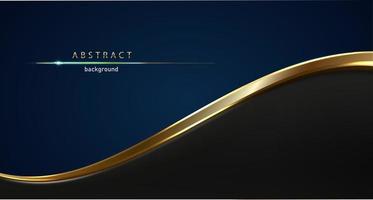Horizontal vector abstract horizontal template. Luxury dark blue background with gold line.
