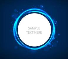 Abstract gold round white and glowing blue background  frame with copy space for text. vector