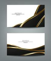 Set of horizontal vector abstract templates. Luxury black background with gold vertical lines. Invitation card or flyer.