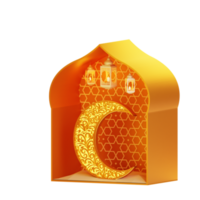 3d ramadan ornament with lantern and mosque png