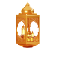 3d ramadan ornament with lantern and mosque png