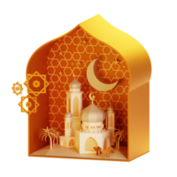 3d Ramadan ornament met lantaarn en moskee png