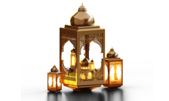 3d ramadan ornament with lantern and mosque png