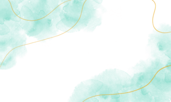 abstrakt grön, mynta pastell vattenfärg måla färga bakgrund med guld linje png