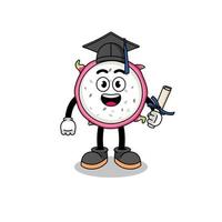 dragon fruit mascot with graduation pose vector