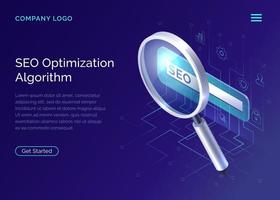 SEO, search engine optimization algorithm concept vector