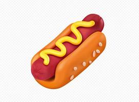 Hot dog street snack isolated on transparent vector