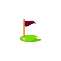 A golf course with a red flag on it vector