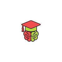 educativo y institucional logo diseño. soltero sombrero combinación cerebro logo. vector